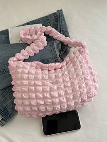 Bolso de hombro plisado con diseño de nube esponjosa, de gran capacidad, bolso casual para ir al trabajo, estilo coreano