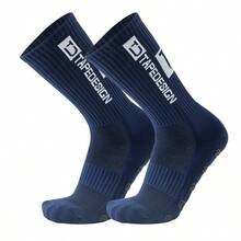 1 paire de chaussettes de sport de football avec lettres pour l'extérieur, chaussettes de sport à fond épais en terry antidérapant, chaussettes d'automne - Multicolore - Voir 26