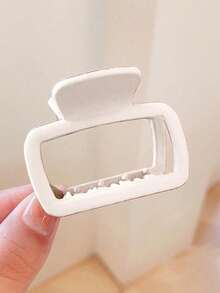 4pcs/1 Pc 5cm/1.97in Square Plastic Hair Clips In Black, White, Brown And Khaki, Stylish Hair Accessories, Claw Clip For Summer And Beach Vacation - 多色 10 - 查看 3