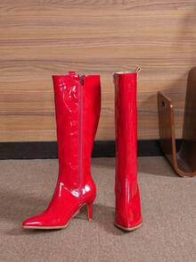 بوت أنيق للنساء ذو كعب عالي وأصبع قدم مدبب، موديل جديد لعام 2025، بتصميم بانك متعدد الاستخدامات مع سحاب جانبي، مناسب للحفلات والعطلات، مقاسات كبيرة