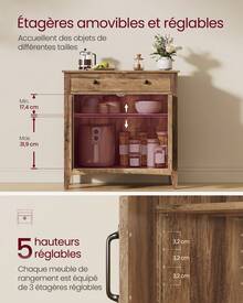 VASAGLE Storage Cabinets - Brown - View 2