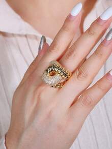 1pc Copper Material Fashionable Charm Unisex Ring, Suitable For Gift, Women's Holiday And Daily Wear - 016055-1 - View 9