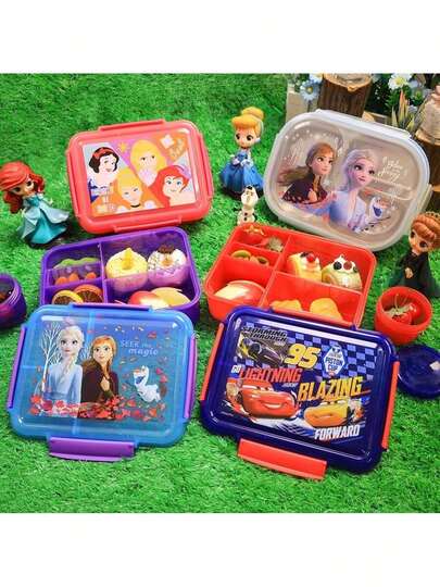 Disney Frozen Series Lunch Boxes,  Princess Stainless Steel Material Lunch Boxes, Pink And Blue Cute Cartoon Pattern Lunch Boxes, Suitable For Camping Lunch Boxes, Office, Gift Giving, Christmas, Valentine's Day, And New Year Gifts
