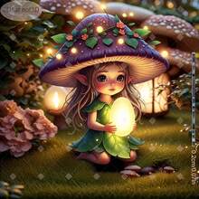 1pc 2D Flat Printed Charming Fairy Mushroom Garden - Cute Glowing Forest Mushroom Girl With Lamp Egg Design, Bohemian Style Acrylic Decor, Suitable For Birthday And Housewarming - Perfect For Garden, Yard, Potted Plants And Patio. Ideal Christmas Gift, Vibrant Lawn And Landscape Decoration, 2D Flat - Multicolor - View 3