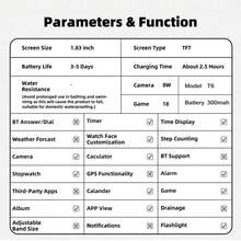 1.83 Inch Kids Smart Watch With Camera, Growth Photo Album, 18 Built-In Games, Calculator/Calendar/LED Flashlight, Unisex For Boys And Girls