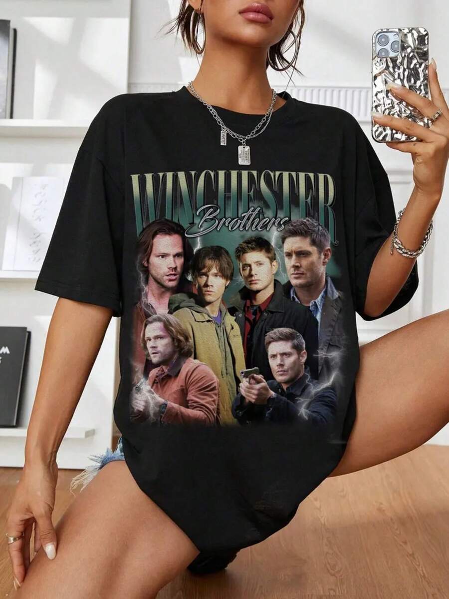 Limited Winchester Brothers Vintage T-Shirt Gift For Women And Man Unisex T-Shirt |   ............ | | | - 黑色 - 查看 1