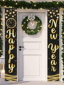 Black and Gold New Year Clock