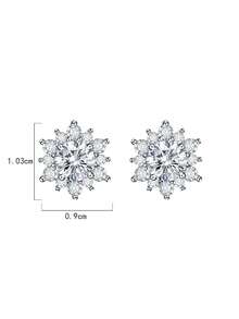 2pcs 925 Silver 0.5Carat X 2 Moissanite Snowflake Stud Earrings, Fashionable & Sweet, Suitable For Women's Daily Wear, Parties, Commuting, Valentine's Day, Mother's Day, Wedding, Anniversary, Birthday, Bridal Jewelry Gift