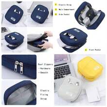 E - Tree - Bolsa de almacenamiento para electrnica pequea y accesorios, bolsa tcnica, funda organizadora electrnica compatible con cargador de porttil, mouse, cables, hub, banco de energa, - Gris - Ver 1