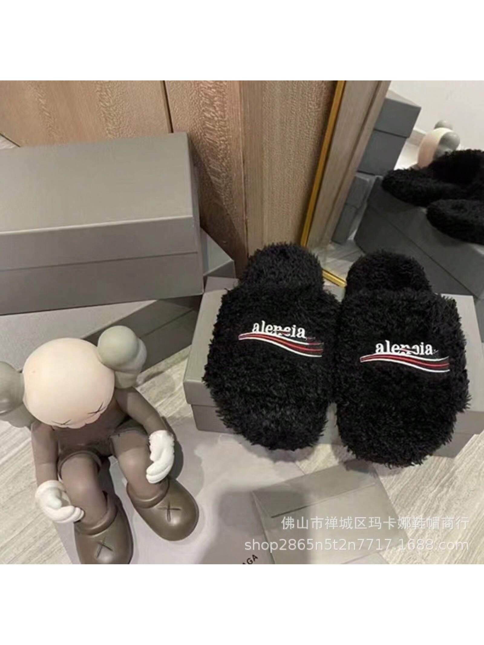 Paris Furry Slippers Women, New Style With Letter Embroidery, Thick Sole Wool, Autumn Winter Flat Slide Slippers, Elegant Women's Shoes
