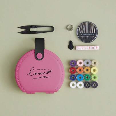 Kit de costura, juego de caja de costura, caja de almacenamiento portátil para aguja e hilo.