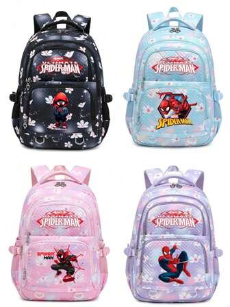 Marvel 漫威蜘蛛侠主题双肩背包，时尚精致的百搭印花设计。作为欧美电影周边产品，采用英雄蜘蛛卡通造型设计。适合休闲、旅行、日常使用，是一款轻便大容量的登山背包。