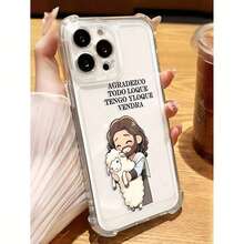Jesús abraza al cordero.Funda protectora de teléfono personalizada, creativa, a la moda y sencilla, diseño a prueba de golpes y anticaídas, resistente a la suciedad y duradera, adecuada para  17/17 Pro/17 Pro Max/17 Air/ 16/16 Pro/16 Pro Max/16 Plus/ 15/15 Pro Max/15 Pro/15 Plus/ 14/14 Pro/14 Plus/14 Pro Max/ 13/13 Pro/13 Pro Max/12/12 Pro/12 Pro Max/11/11 Pro/11 Pro Max/XR/X/XS/XS Max. Es el regalo de cumpleaños perfecto para novias, novios, esposos, esposas, amigos o para uno mismo, innovador y a la moda, adecuado tanto para hombres como para mujeres. - Transparente 2267 - Ver 6