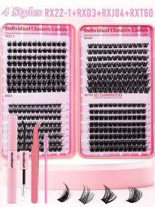 640PCS 20D40D60D80D Cluster Lashes Kit High Capacity Individual Lash Clusters 9-16mm Mixed D Curl Effect Natural Look Wispy Soft And Comfortable False Eyelashes Long-Lasting Individual Lashes Kit With Lash Bond&Seal And Tweezers And Lash Brush - màu đen - Xem 10