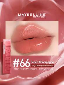 Maybelline 美宝莲亲吻唇膏唇彩，防晕染，防水，哑光，持久，亮泽 - #66 白桃香檳 - 查看 9