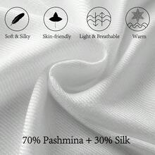 Soft Silky Pashmina Shawl Wraps Solid Colors Scarf For Wedding Evening Dresses - Trắng - Xem 3