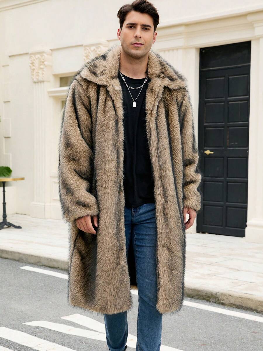 New Faux Fur Coat For Men, Autumn/Winter - Camel - View 1