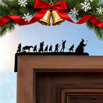 Juldekorationer Alliance Corner - Elegant väggskulptur i svart metall, symboliskt konstverk, lämplig för vardagsrumsdekor och julklapp, modern heminredning, delikat silhuettdesign