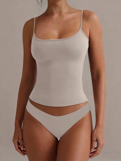 XLLAIS Sexy Backless Women's Camisole Elastic Casual Spaghetti Strap Top