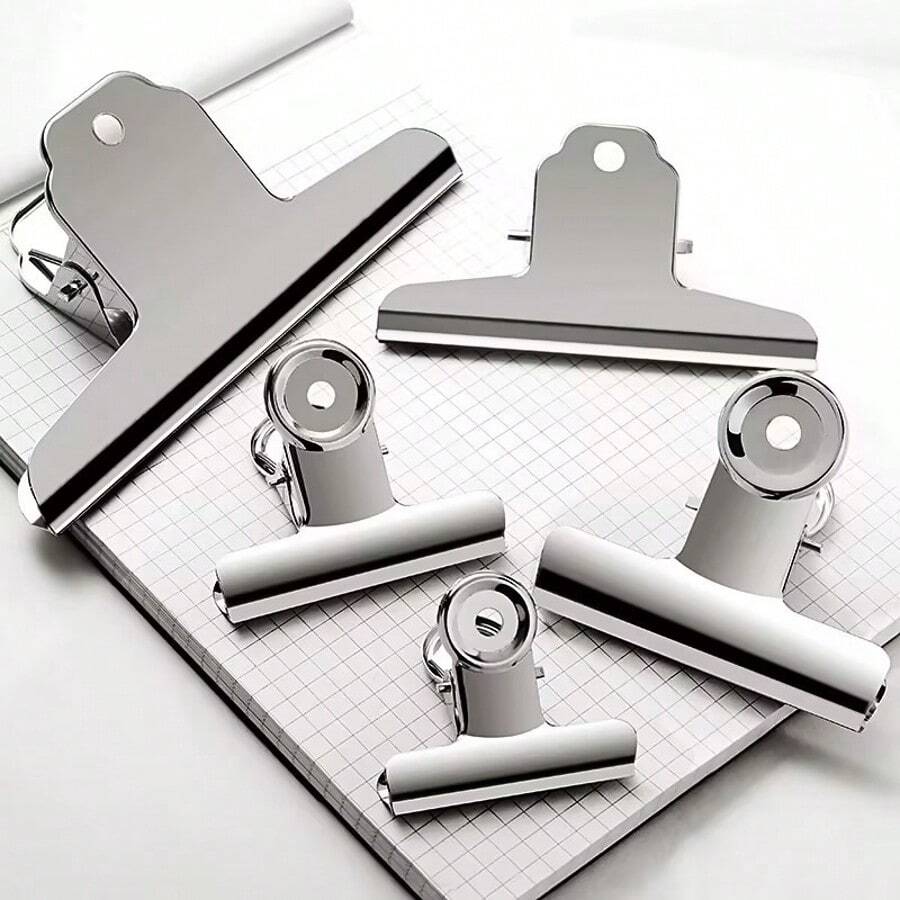 Clips de carpeta redondos de acero inoxidable, resistentes y duraderos, disponibles en múltiples tamaños, diseño montañoso, adecuados para documentos, billetes, papelería, almacenamiento general, tamaño extra grande/pequeño, aplicables para el hogar, la oficina y otros escenarios, estables y de larga duración. - Una pieza - Ver 1