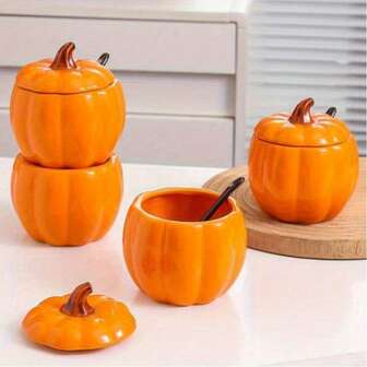 Pot à épices en céramique citrouille, bocal à épices de cuisine ménagère, boîte à épices, pot à sel, marmite à ragoût, bol à vapeur, bol à œufs cuits à la vapeur, accessoires de table de cuisine, cadeaux créatifs