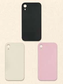 3 piezas Fundas de teléfono de silicona de unicolor minimalista en negro, blanco y rosa compatibles con 17 Pro Max y teléfonos Galaxy, cubiertas protectoras, estuche de teléfono básico y lindo como regalo de primavera - Multicolor - Ver 15