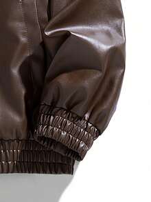 新款男士秋冬系列简约美式百搭夹克时尚高街皮夹克 - 棕色 - 查看 5