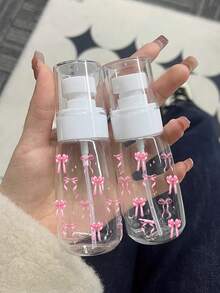 Sticlă de călătorie reîncărcabilă transparentă cu model papion, dozator demachiant, 30ml, 60ml, 100ml, dozator portabil cu pompă, potrivit pentru dizolvant de ojă, toner și dizolvant de machiaj, design cu cupolă, doar spălare manuală, reutilizabilă, sticlă demachiant, portabilă de călătorie, sticlă cu pulverizator, dozator de loțiune, sticlă cu presare