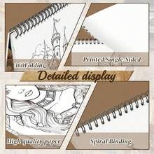 Adult Coloring Book - Princess Themes - Vivid Designs On High-Quality Thick Paper - Beginner-Friendly A4 Size, 24 Pages - Therapeutic & Fun Artwork For Mindfulness, Leisure, & Decoration - Spiral Bound, Single-Sided Printing - Perfect Gift For Christmas, Ramadan, Valentine's Day, New Year, & Holidays