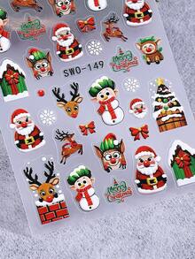 2 piezas Pegatinas de uñas navideñas de invierno, Reno Papá Noel Árbol de Navidad Calcomanías deslizantes de arte de uñas, Accesorios y herramientas de uñas, Suministros de uñas, Suministros de arte de uñas para mujeres y niñas para uso DIY