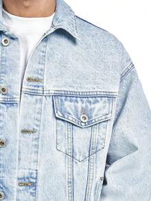 MT99 MT99 Classic Original Denim Blue Jacket, American Casual White Button Lapel Unisex Bomber