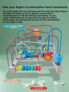 1 件婴儿玩具串珠穿线迷宫多功能益智木制玩具带动物串珠 - 彩色 - 查看 2