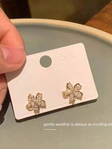 1 Pair / Vintage And Elegant RAL Rhie Stud Earrings, Suitable For Daily Wear And Gift Giving, A Perfect Choice For Valentine's Day Gifts - 金色 - 查看 11