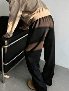 Men's Loose And Fashionable Sporty Long Pants, Featuring A Casual And Simple Solid Color Wide-Leg Design, With Drawstring At The Waist And Large Pockets, Suitable For Daily Strolls, Work, Travel, Etc