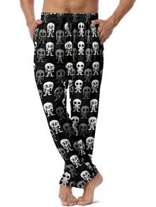 Mens Pajama Pants, Soft Lounge Sleep Pants With Pockets Lightweight Long Pajama Bottoms For Menhalloween - 萬聖節骷髏 - 查看 6