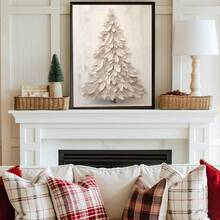 1pc, Canvas Wall Art, Framed Wall Decor, Christmas Art, Vintage White Painting Christmas Tree Mural, Christmas Wall Decor, Holiday Decor, Retro Art, Christmas Tree Ornament, Suitable For Home Decor, Living Room And Bedroom, Holiday Party Decorations, Happy New Year, Ideal Christmas And New Year Gift, Ready To Hang.