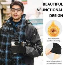 Guantes de invierno para hombre, forro polar térmico, para visualización táctil, guantes de nieve cálidos, para correr, ciclismo, equitación, clima frío - Negro - - Ver 2