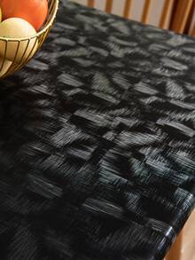 1pc Plain Minimalist Modern Oil-Proof Waterproof Washable Round Tablecloth, Luxury Dining Table Protective Mat - Black - View 8
