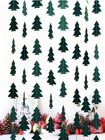 1 buc. ghirlandă de Crăciun verde închis și roșu, extra lungă, de 4 m, steaguri agățate din hârtie pentru brad de Crăciun - excelentă pentru decorațiuni de petreceri de sărbători și vitrine, potrivită pentru decorațiuni de petreceri cu tematică de pădure, ghirlandă de Crăciun cu panglică agățată pentru fundal, decorațiuni pentru ghirlandă de brad, decorațiuni pentru petrecere de ziua de naștere, Crăciun, Anul Nou