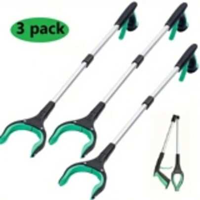3 Packs Grabber Reacher Tool Green Colors, 32'' Extra Long Foldable Gripper And Reaching Tool - Heavy Duty Pick Up Stick Grabbers For Seniors, Trash, Surgery Recovery
