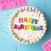 QEEYON 4 Pcs Silicone Letters Numbers Mold Chocolate Fondant Candle Mould 3D Silicone Mould Alphabet Number Biscuit Ice Cube Gummy Making Tray DIY Baking Mold for Cake Dessert Decoration Y - rosa - Ver 6