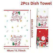 2 piezas Paños de cocina con estampado de Papá Noel, decoración navideña, regalo de Navidad, súper suaves y muy absorbentes, paños de cocina para cocinar, hornear, té, lavar, toallas de mano, decoración de cocina, regalo para vecinos, mamá, cumpleaños, regalo de inauguración de casa para amigos, accesorios de cocina, decoraciones, artículos de primera necesidad para el hogar