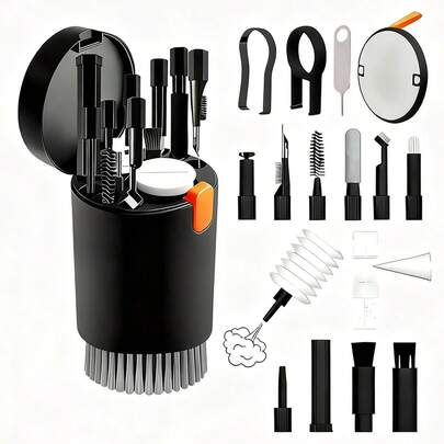 Kit de limpieza de 8-en-1/10-en-1/11-en-1/20-en-1 para laptop y pantalla de teléfono, incluye cepillo para limpieza de teclado, herramientas de limpieza para dispositivos electrónicos, bolígrafo de limpieza 3-en-1 compatible con aire, set de limpieza multifuncional para auriculares, teclado, laptop, teléfono, monitor de computadora, spray de limpieza para teclados de computadora y teléfono, bolígrafo cepillo duradero para computadoras y teléfonos, escobilla eficaz para uso diario y viajes, herramienta de mantenimiento esencial