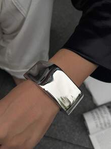 1pc/2pcs Minimalist Fashion Versatile Bracelet, Black & Silver Color, Suitable For Various Occasions - Silver - View 5