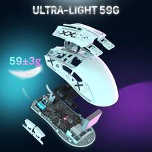ATTACK SHARK X11 SUPERLIGHT 三模式游戏鼠标，带磁吸充电底座，搭载 PixArt PAW3311 游戏传感器，支持蓝牙/2.4G 无线/有线连接，22000 DPI，办公游戏两用鼠标，适用于 Win11/PC 系统。 - 彩色 - 查看 6