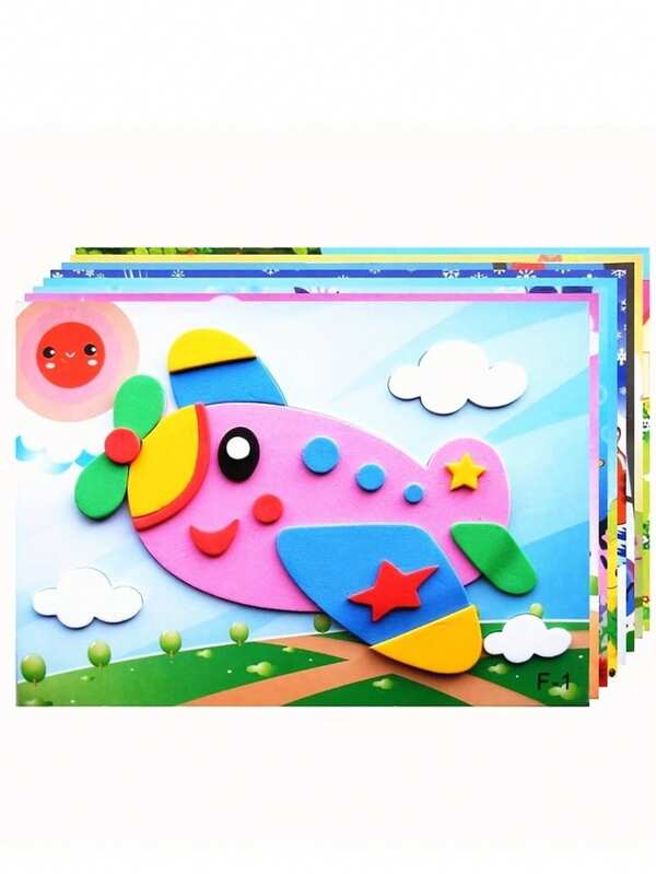 5pcs Kids Craft Gift: DIY 3D EVA Foam Sticker Puzzle For Early Learning & Educational Fun! Easter Gift