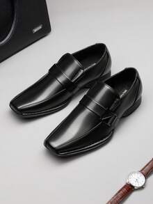 Men's Lined Dress Loafers Formal Shoes Men Dress Loafer Shoe Slip On Moccasins Daily Comfort Leather - Black - View 2