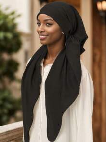 1 pieza Pañuelo musulmán de mujer de color liso, pañuelo de cabeza ligero y sencillo de moda, hiyab conservador para oración, transpirable