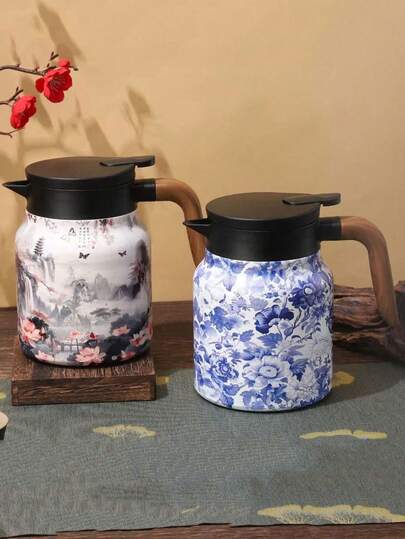 1 pezzo Nuova bottiglia termica con stampa, in acciaio inossidabile 316, design minimalista, caraffa portatile per caffè/tè