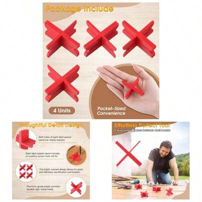 4 Pack Deck Spacers With 4 Thicknesses 116 18 316 14 Durable PC Plastic Deck Board Jig Spacers Clamp, Decking Spacing Pressure Treated Lumber, Composite PVC Board